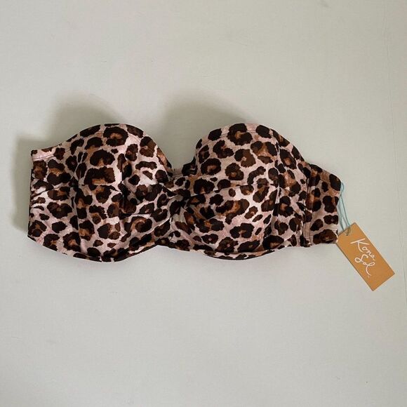 Kona Sol Swim Top Bandeau Animal Print Leopard Plus Womens - Picture 3 of 9